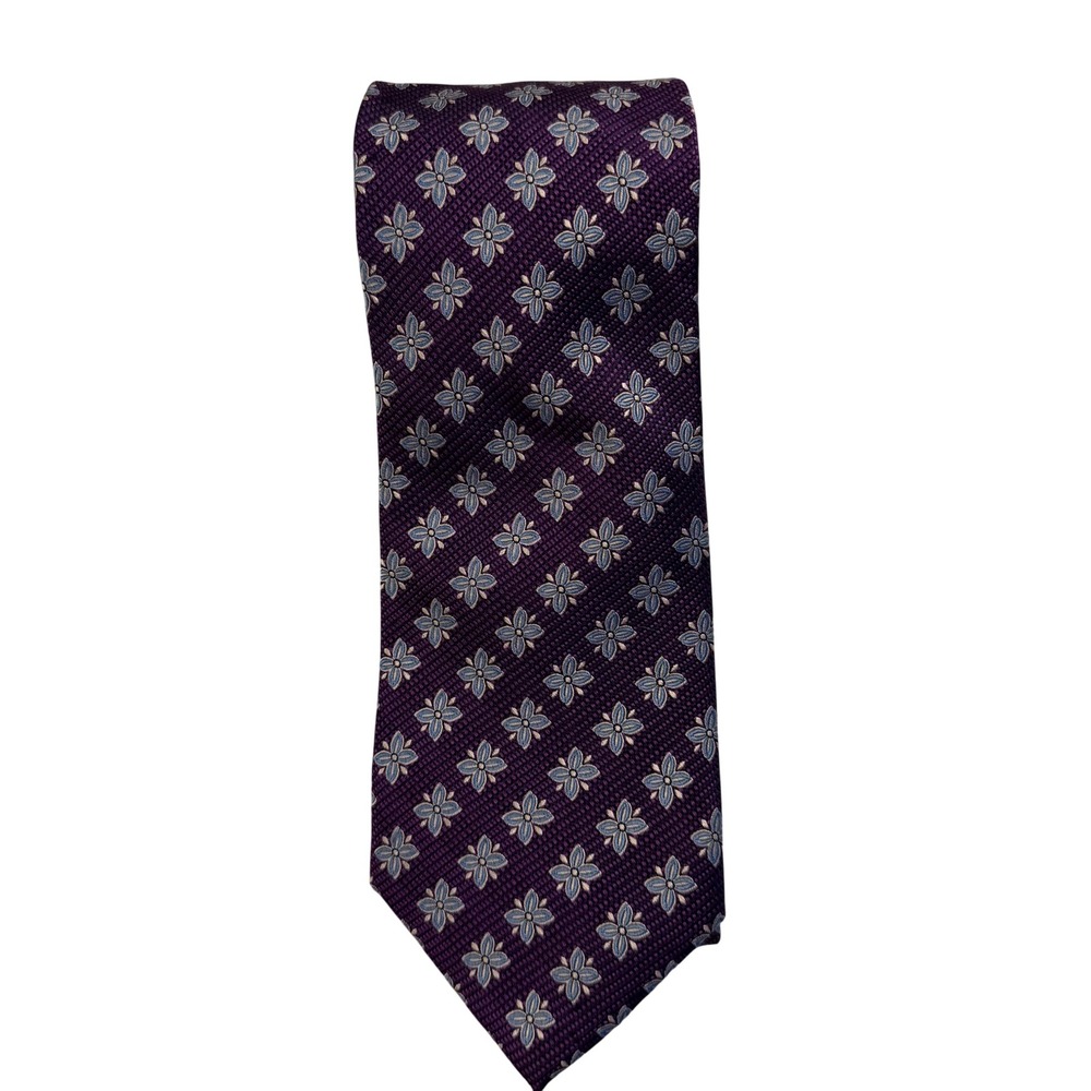 Jos. A. Bank Signature Collection Mens Purple Floral Silk‎ Necktie Business Tie